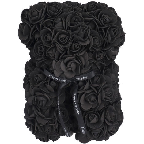 Rosenförmiger Teddybär, 25 cm – Romantisches Valentinstagsgeschenk für Ehefrau oder Geliebte – Schwarz