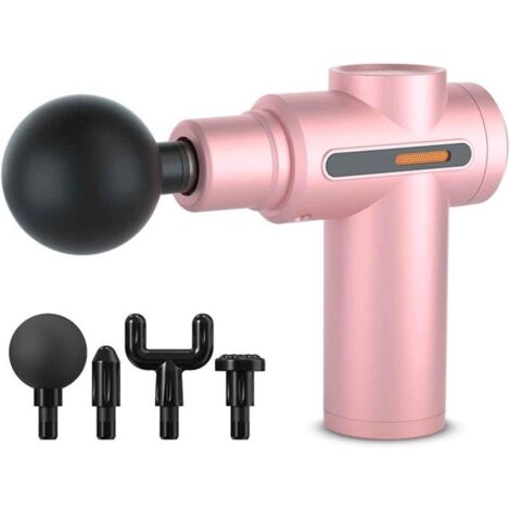 (rose)Pistolet à fascia léger, 6 vitesses, 4 têtes de massage, portable, adapté à la relaxation musculaire, rose