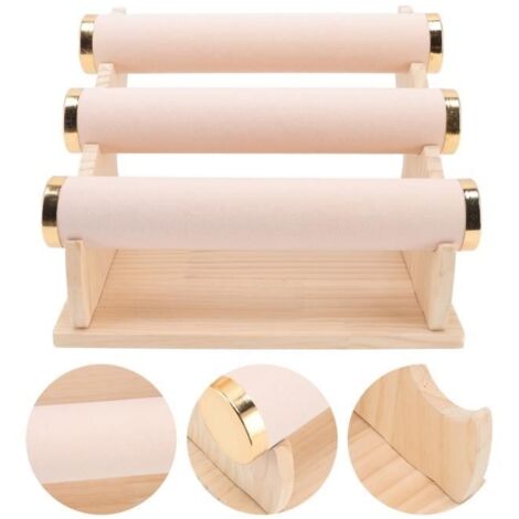 (Rose)Porte-bracelet Modèle détachable - Bois - 3 niveaux - Couleur rose