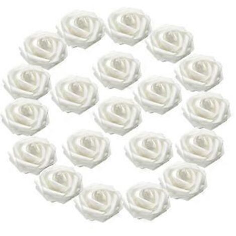 Roses artificielles, 20 pièces, roses réalistes et blanches élégantes.