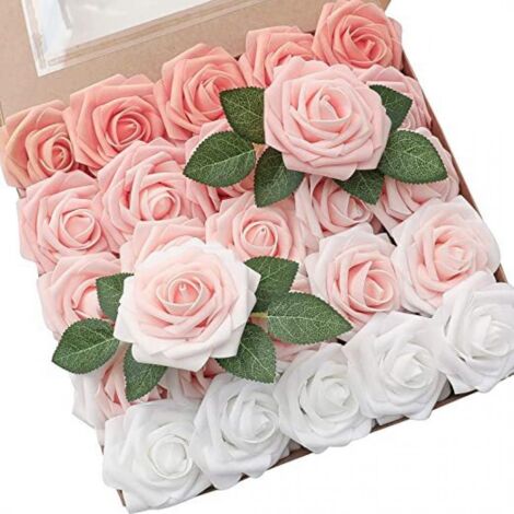 Roses artificielles, 25 pièces de fleurs décoratives, fausses roses - Roses artificielles, 25 pièces de fleurs décoratives, fausses roses