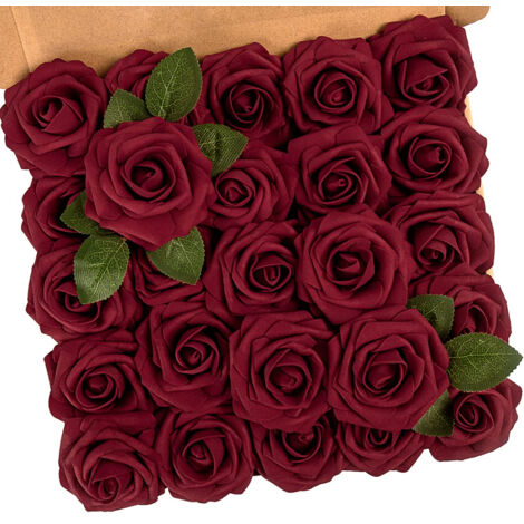 Roses artificielles, 25 pièces de fleurs décoratives, fausses roses - Roses artificielles, 25 pièces de fleurs décoratives, fausses roses
