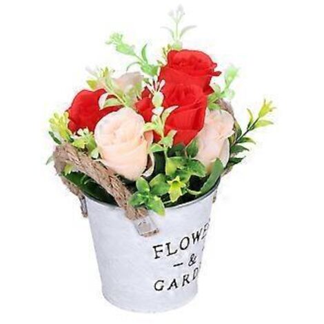 Roses artificielles en pot, plantes, compositions florales, fausses fleurs, décoration pour étagère, bureau, table