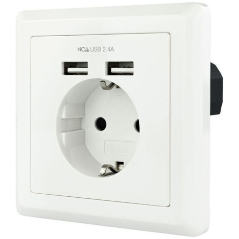 Roseta de Pared Nanocable 10.35.0010/ 1 Schuko/ 2 USB