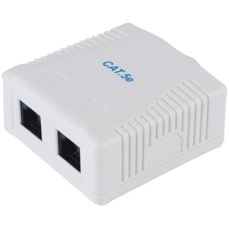 ROSETA DE SUPERFICIE CATEGORIA 5e 2 HEMBRAS RJ45 COLOR BLANCO