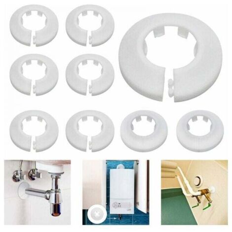 Roseta para radiador, para suelo o pared, tapa de orificio, 16 mm, 20 mm y 25 mm, 24 unidades (blanco)