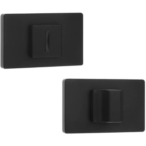Roseta rectangular para manija de puerta de inodoro, color negro, Kuchinox