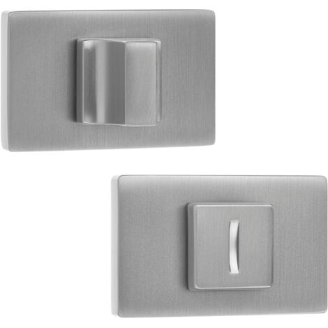 Roseta rectangular para manija de puerta de inodoro, color plata mate, Kuchinox