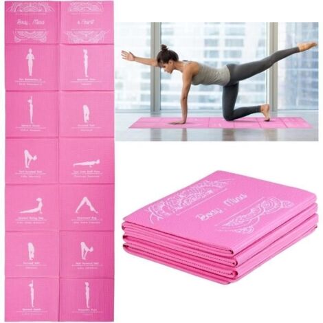 (Rose)Tapis de yoga pliable pour femmes Modèle - Rose - Epaisseur 6mm - PVC