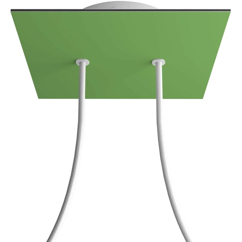 

Creative Cables - Rosetón Rose-One cuadrado, 200 mm con 2 agujeros y 4 agujeros laterales | Blanco - Verde Prado - Verde Prado