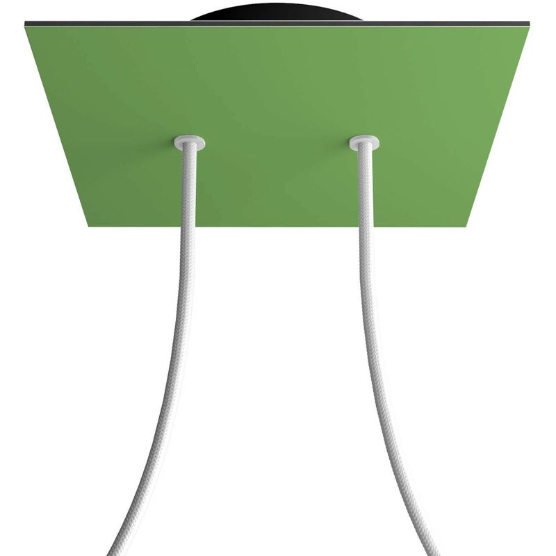 

Creative Cables - Rosetón Rose-One cuadrado, 200 mm con 2 agujeros y 4 agujeros laterales | Negro - Verde Prado - Verde Prado