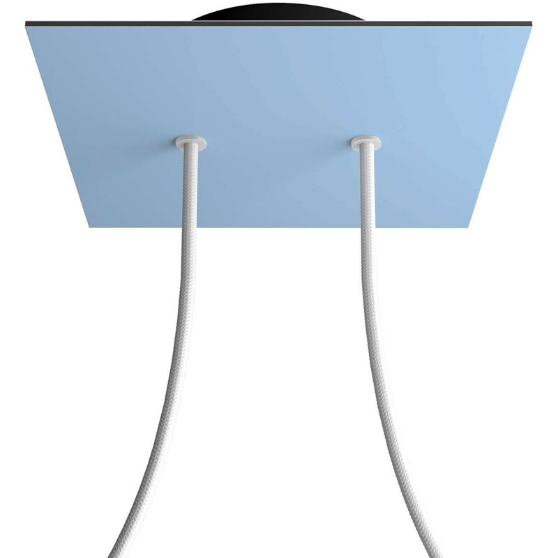

Rosetón Rose-One cuadrado, 200 mm con 2 agujeros y 4 agujeros laterales | Negro - Azul claro - Azul claro
