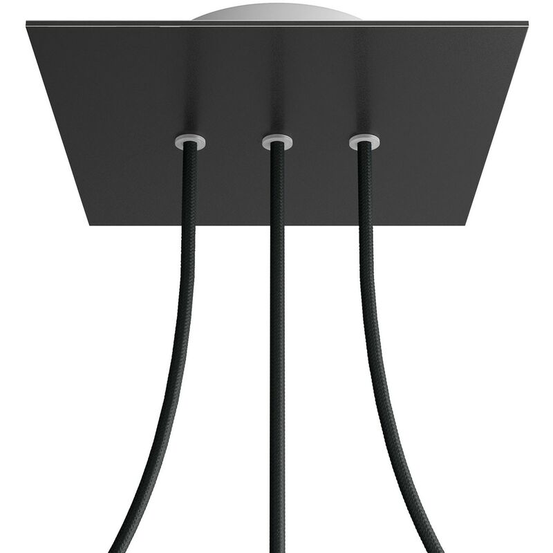 

Creative Cables - Rosetón Rose-One cuadrado, 200 mm con 3 agujeros en linea y 4 agujeros laterales | Negro mate - Blanco - Negro mate