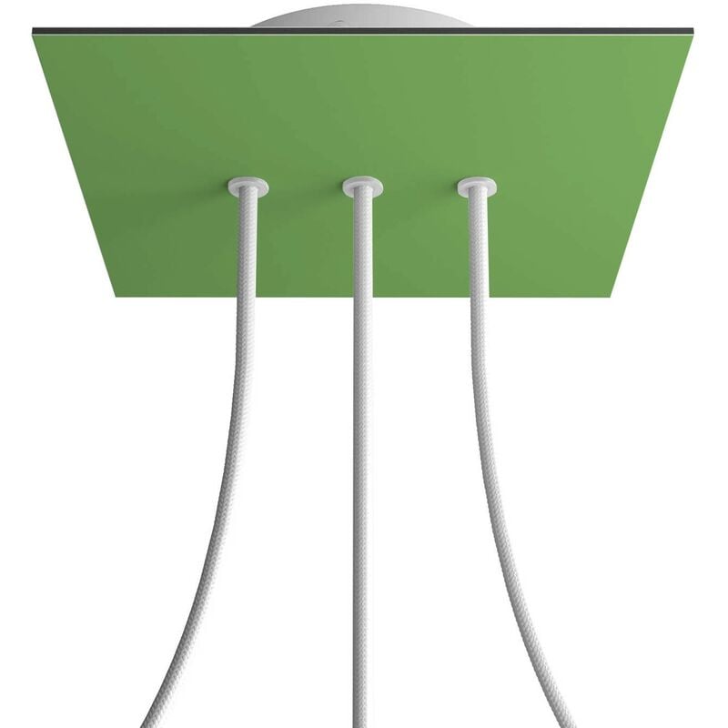 

Creative Cables - Rosetón Rose-One cuadrado, 200 mm con 3 agujeros en linea y 4 agujeros laterales | Blanco - Verde Prado - Verde Prado