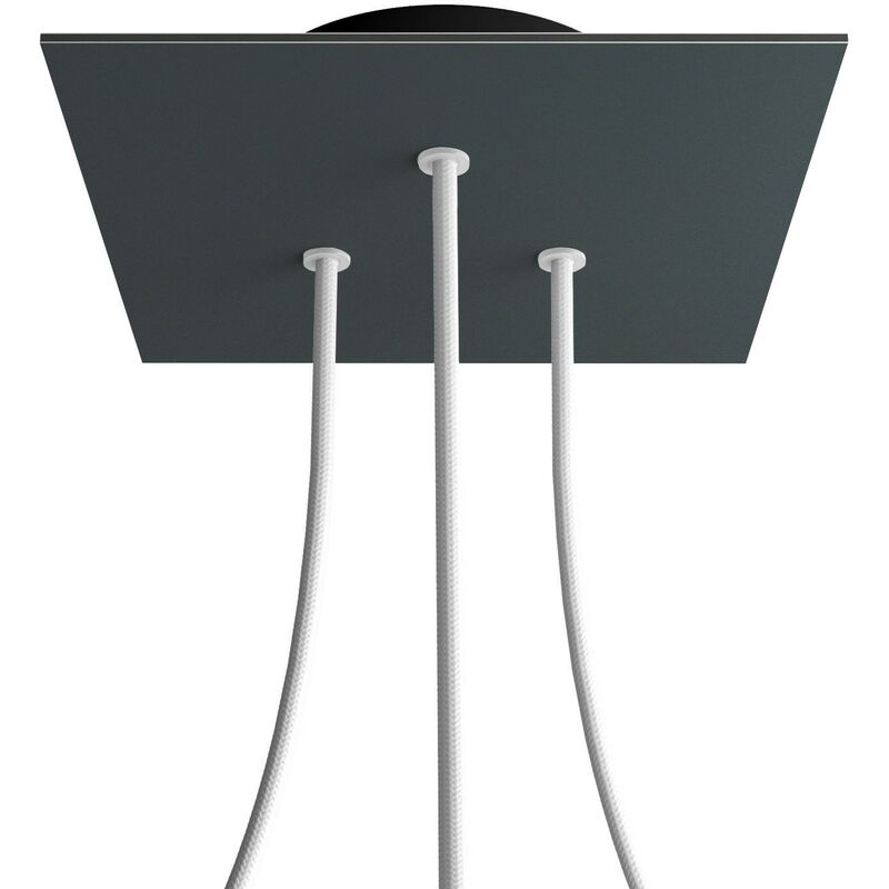 

Creative Cables - Rosetón Rose-One cuadrado, 200 mm con 3 agujeros y 4 agujeros laterales | Negro - Antracita - Antracita