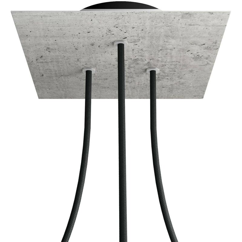 

Creative Cables - Rosetón Rose-One cuadrado, 200 mm con 3 agujeros y 4 agujeros laterales | Cemento - Negro - Cemento