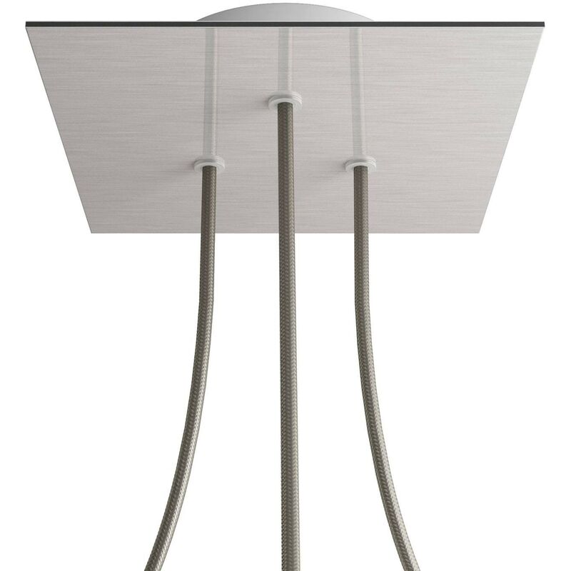 

Creative Cables - Rosetón Rose-One cuadrado, 200 mm con 3 agujeros y 4 agujeros laterales | Acero satinado - Blanco - Acero satinado