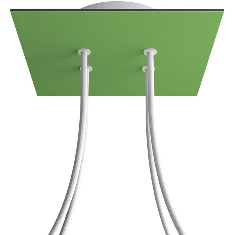 

Creative Cables - Rosetón Rose-One cuadrado, 200 mm con 4 agujeros y 4 agujeros laterales | Blanco - Verde Prado - Verde Prado