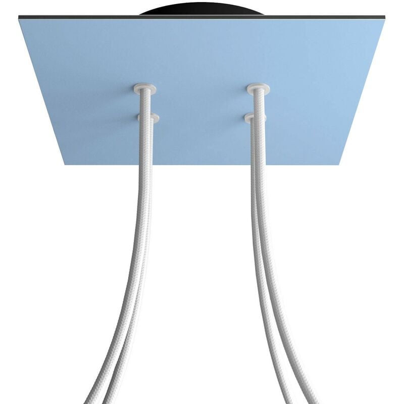 

Creative Cables - Rosetón Rose-One cuadrado, 200 mm con 4 agujeros y 4 agujeros laterales | Negro - Azul claro - Azul claro