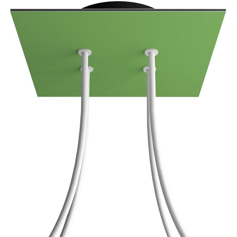

Creative Cables - Rosetón Rose-One cuadrado, 200 mm con 4 agujeros y 4 agujeros laterales | Negro - Verde Prado - Verde Prado
