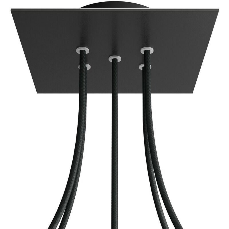 

Creative Cables - Rosetón Rose-One cuadrado, 200 mm con 5 agujeros y 4 agujeros laterales | Negro mate - Negro - Negro mate