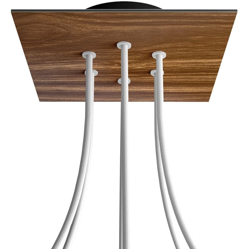 

Rosetón Rose-One cuadrado, 200 mm con 6 agujeros y 4 agujeros laterales | Negro - Madera - Madera