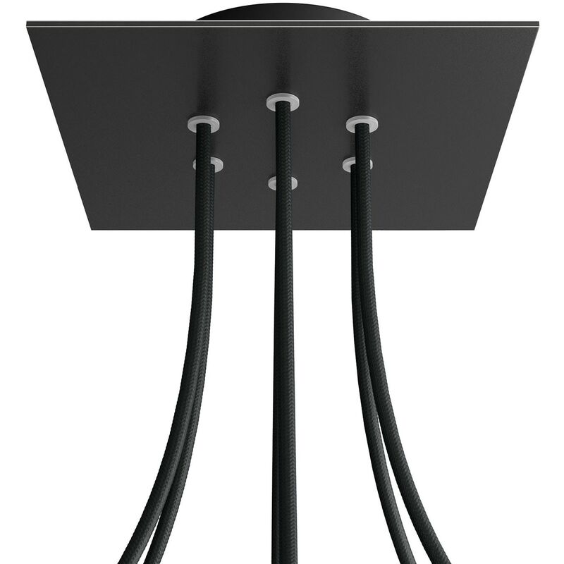 

Creative Cables - Rosetón Rose-One cuadrado, 200 mm con 6 agujeros y 4 agujeros laterales | Negro mate - Negro - Negro mate