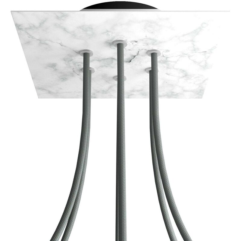 

Creative Cables - Rosetón Rose-One cuadrado, 200 mm con 6 agujeros y 4 agujeros laterales | Mármol Carrara - Negro - Mármol Carrara