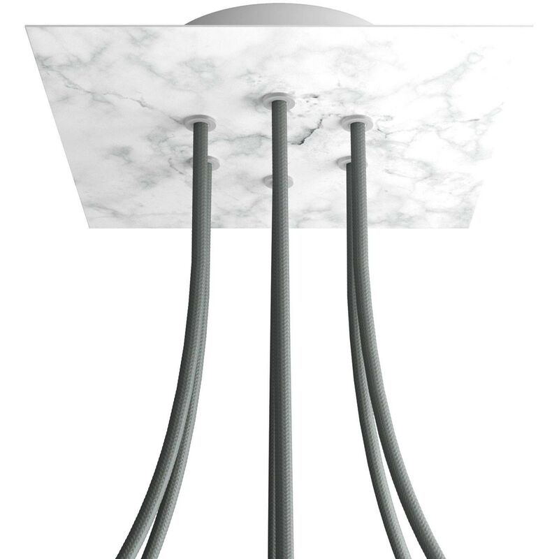 

Creative Cables - Rosetón Rose-One cuadrado, 200 mm con 6 agujeros y 4 agujeros laterales | Mármol Carrara - Blanco - Mármol Carrara