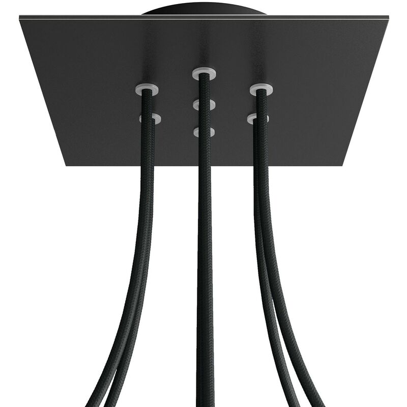 

Creative Cables - Rosetón Rose-One cuadrado, 200 mm con 7 agujeros y 4 agujeros laterales | Negro mate - Negro - Negro mate