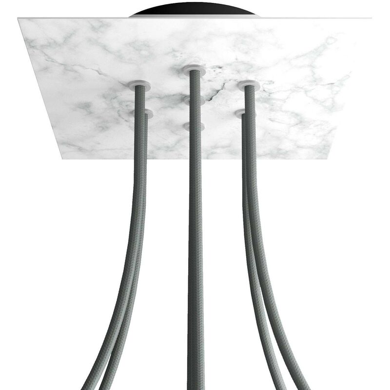 

Creative Cables - Rosetón Rose-One cuadrado, 200 mm con 7 agujeros y 4 agujeros laterales | Mármol Carrara - Negro - Mármol Carrara