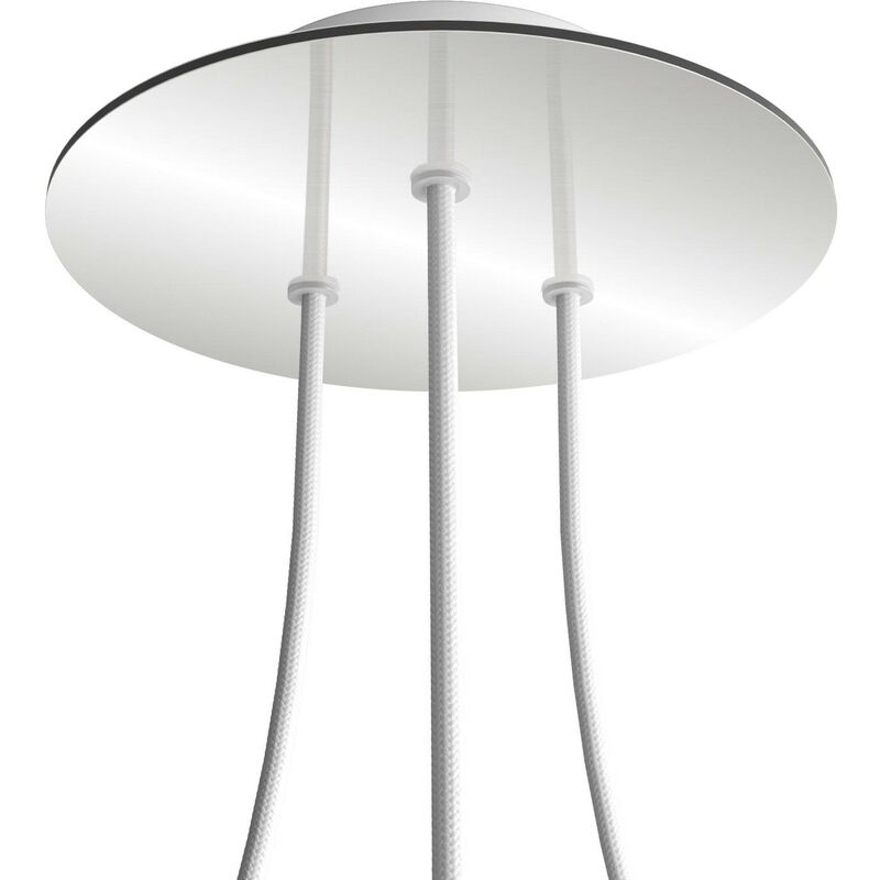 

Creative Cables - Rosetón Rose-One redondo, diámetro 200 mm con 3 agujeros y 4 agujeros laterales | Blanco - Espejo - Espejo