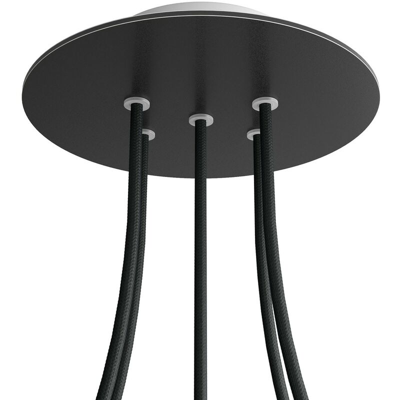 

Creative Cables - Rosetón Rose-One redondo, diámetro 200 mm con 5 agujeros y 4 agujeros laterales | Negro mate - Blanco - Negro mate