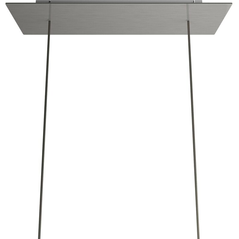 

Rosetón Rose-One XXL de techo rectangular con 2 agujeros y 6 agujeros laterales, tamaño 675 x 225 mm | Acero satinado - Blanco - Acero satinado