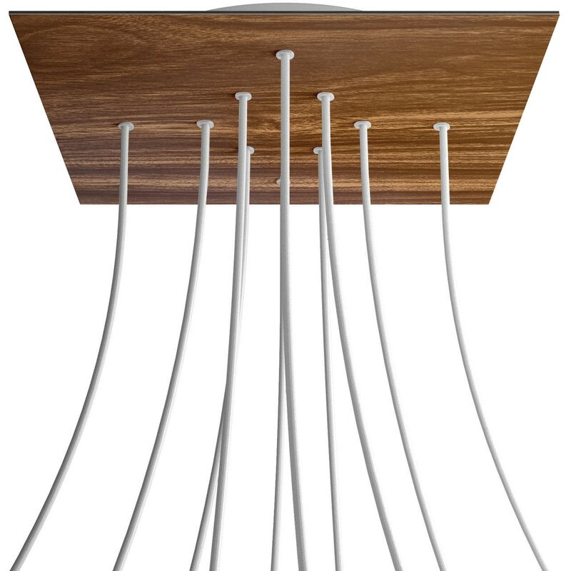 

Rosetón XXL Rose-One cuadrado, 400 mm con 10 agujeros y 4 agujeros laterales | Blanco - Madera - Madera