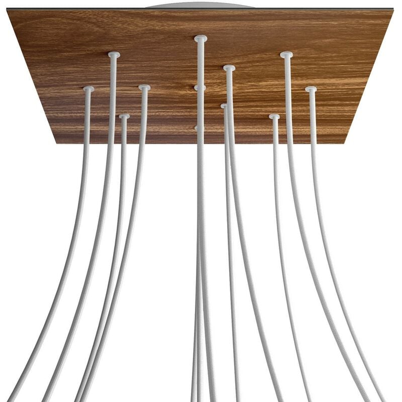 

Rosetón XXL Rose-One cuadrado, 400 mm con 12 agujeros y 4 agujeros laterales | Blanco - Madera - Madera