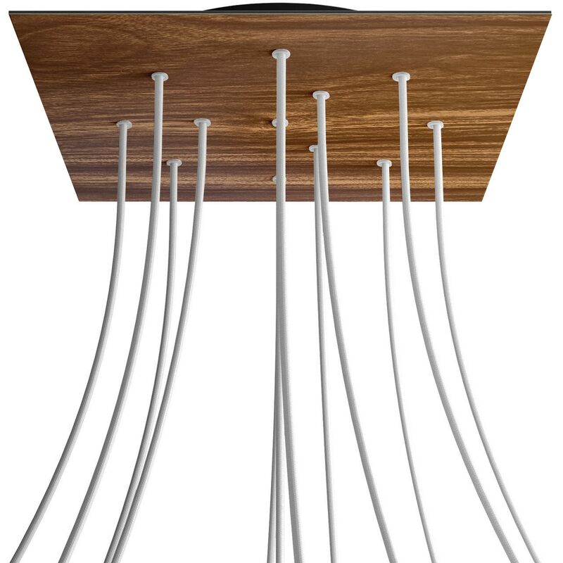 

Rosetón XXL Rose-One cuadrado, 400 mm con 12 agujeros y 4 agujeros laterales | Negro - Madera - Madera