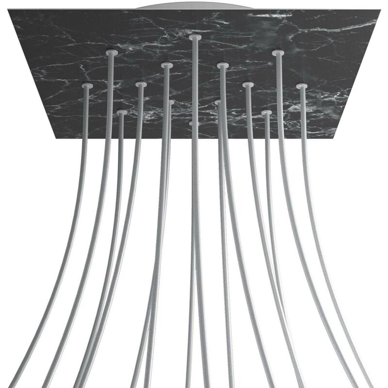 

Rosetón XXL Rose-One cuadrado, 400 mm con 14 agujeros y 4 agujeros laterales | Mármol Marquina - Blanco - Mármol Marquina