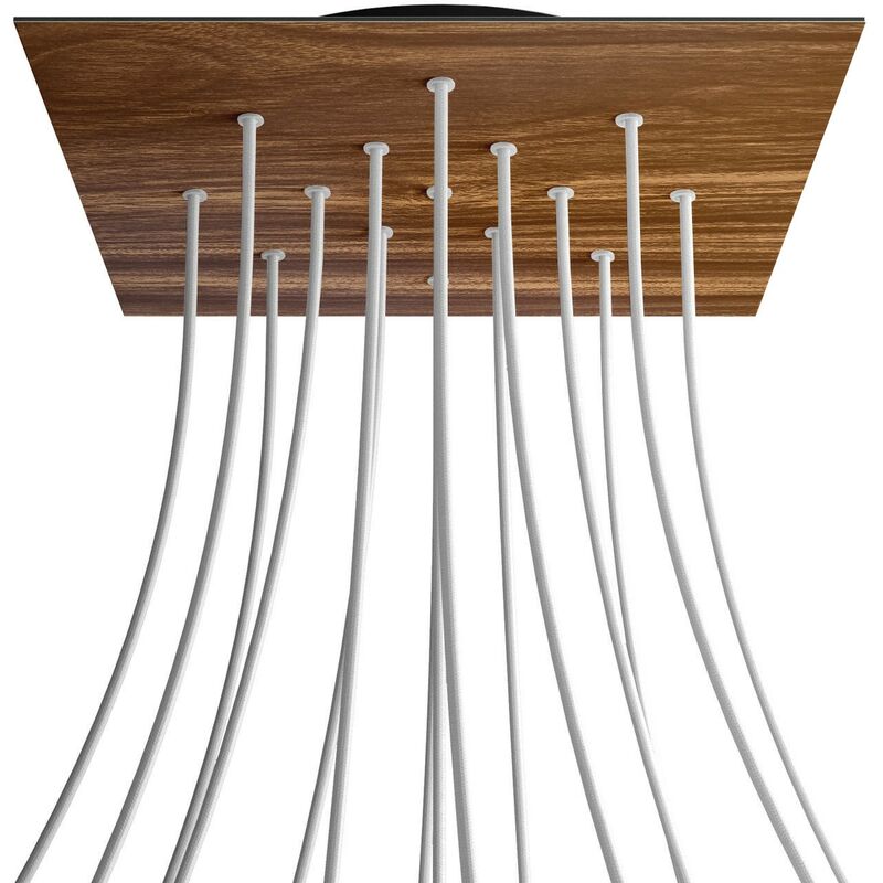 

Rosetón XXL Rose-One cuadrado, 400 mm con 15 agujeros y 4 agujeros laterales | Negro - Madera - Madera
