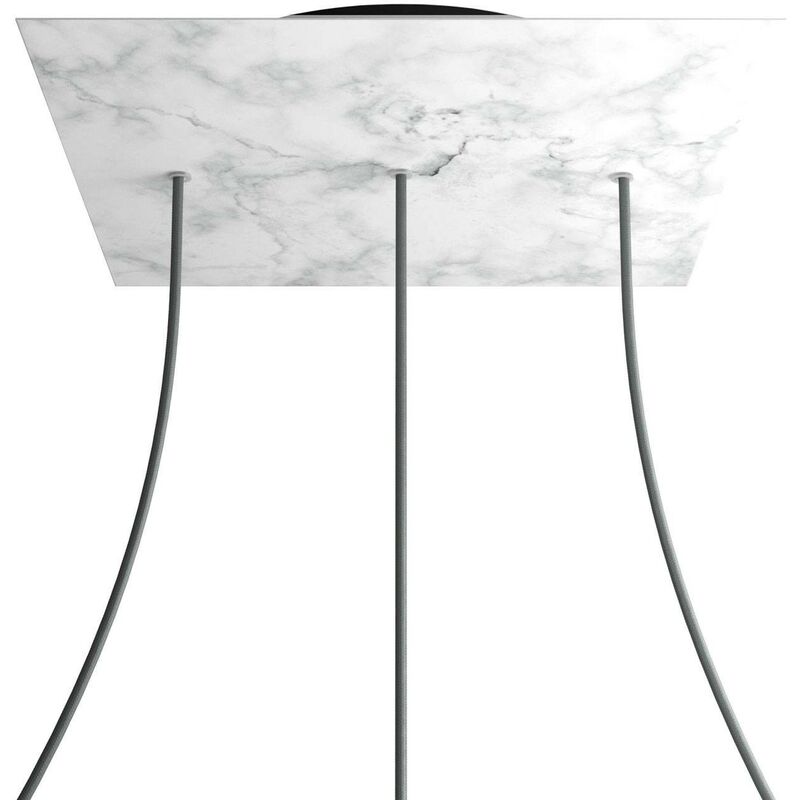 

Rosetón XXL Rose-One cuadrado, 400 mm con 3 agujeros en linea y 4 agujeros laterales | Mármol Carrara - Negro - Mármol Carrara