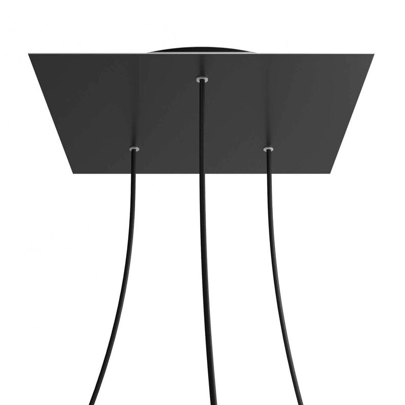 

Rosetón XXL Rose-One cuadrado, 400 mm con 3 agujeros y 4 agujeros laterales | Negro mate - Negro - Negro mate