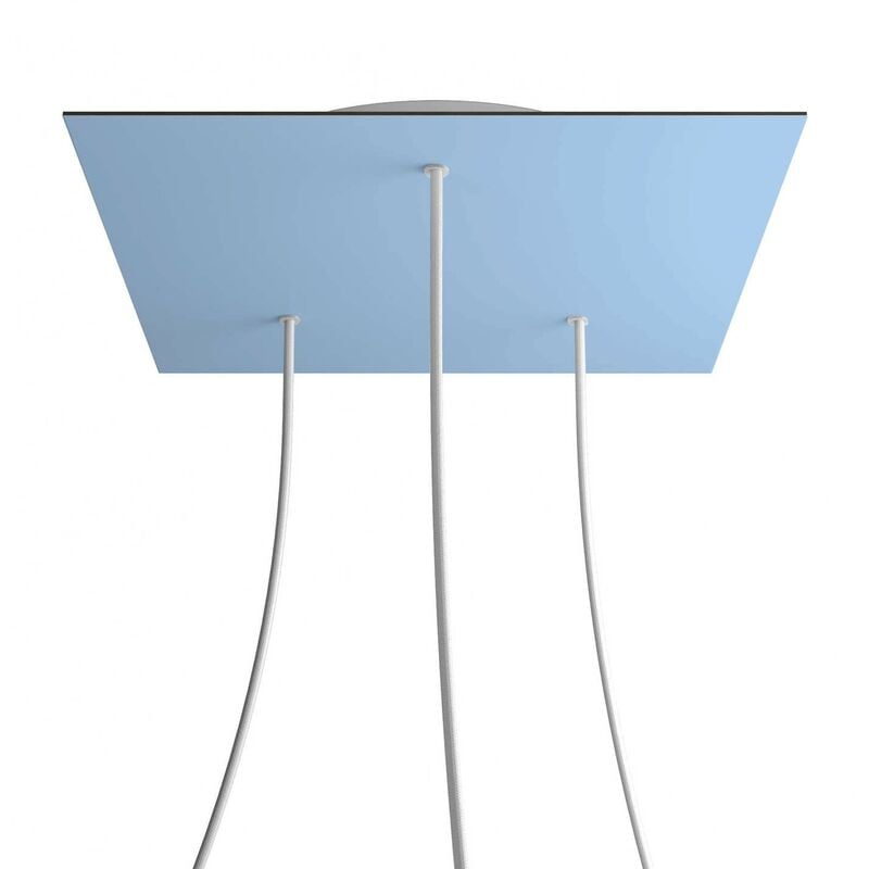 

Rosetón XXL Rose-One cuadrado, 400 mm con 3 agujeros y 4 agujeros laterales | Blanco - Azul claro - Azul claro