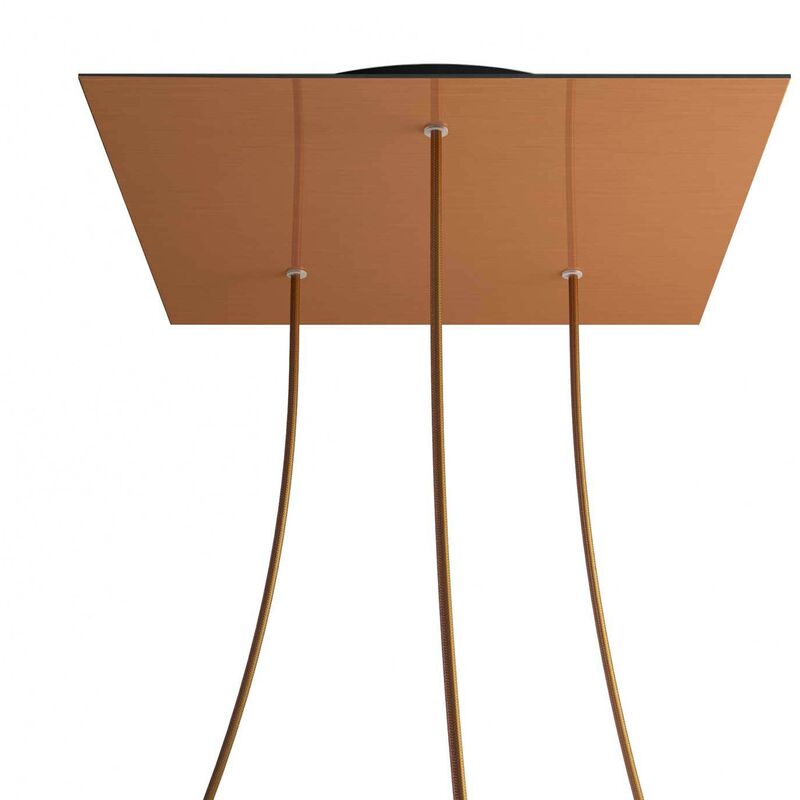 

Rosetón XXL Rose-One cuadrado, 400 mm con 3 agujeros y 4 agujeros laterales | Cobre satinado - Negro - Cobre satinado