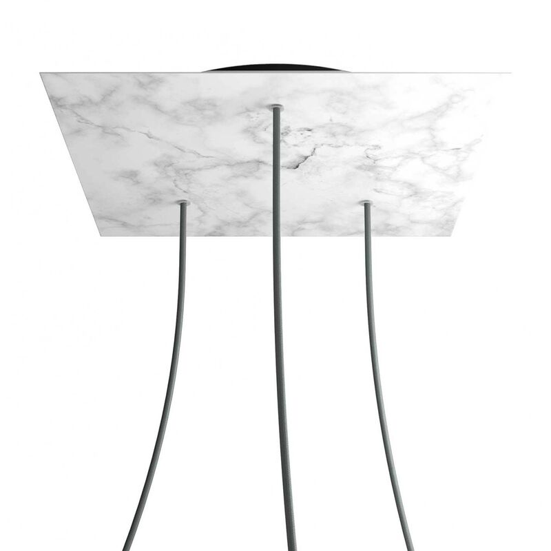 

Rosetón XXL Rose-One cuadrado, 400 mm con 3 agujeros y 4 agujeros laterales | Mármol Carrara - Negro - Mármol Carrara
