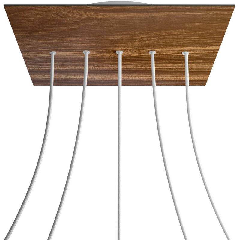 

Rosetón XXL Rose-One cuadrado, 400 mm con 5 agujeros en linea y 4 agujeros laterales | Blanco - Madera - Madera