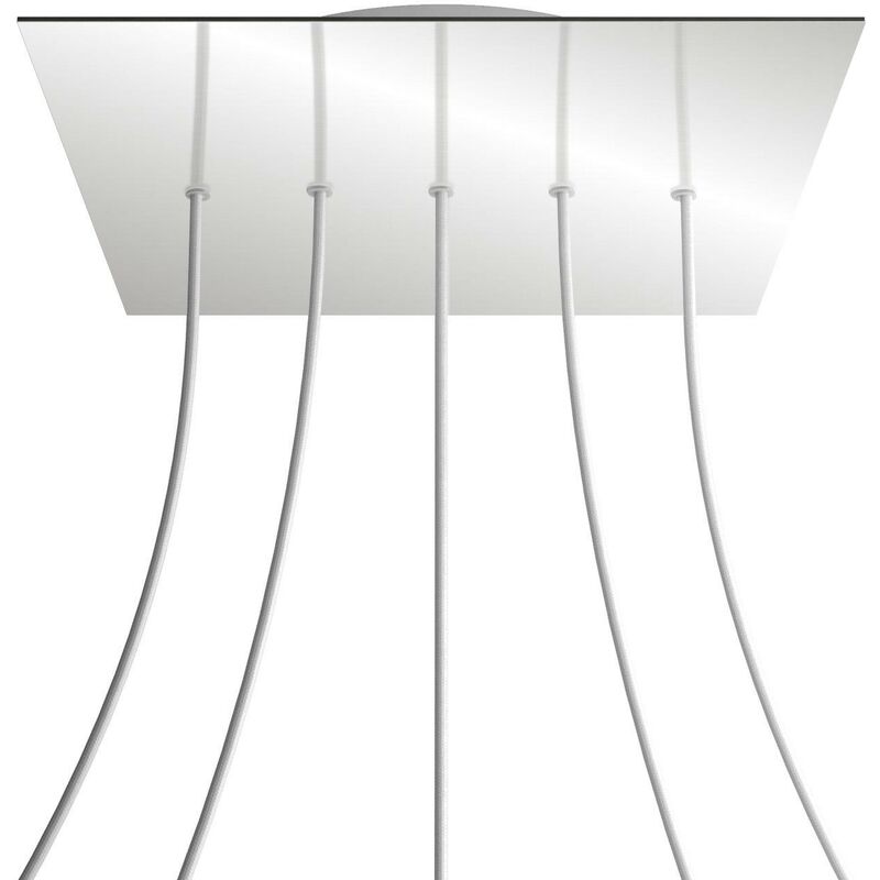 

Rosetón XXL Rose-One cuadrado, 400 mm con 5 agujeros en linea y 4 agujeros laterales | Blanco - Espejo - Espejo