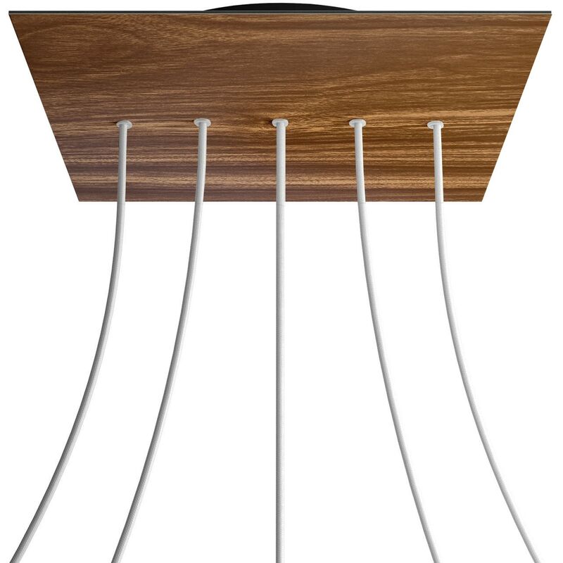 

Rosetón XXL Rose-One cuadrado, 400 mm con 5 agujeros en linea y 4 agujeros laterales | Negro - Madera - Madera