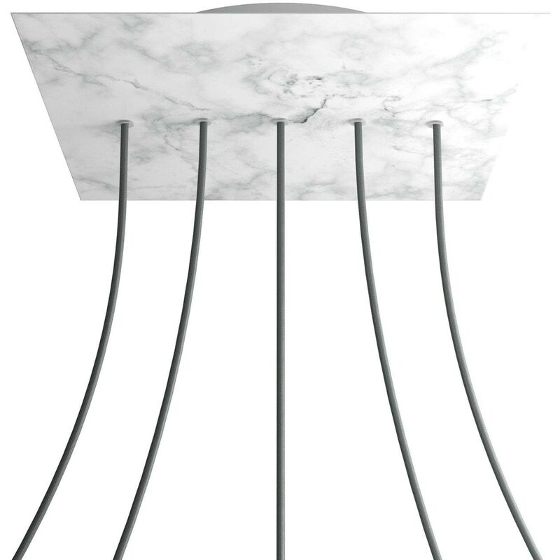 

Rosetón XXL Rose-One cuadrado, 400 mm con 5 agujeros en linea y 4 agujeros laterales | Mármol Carrara - Blanco - Mármol Carrara