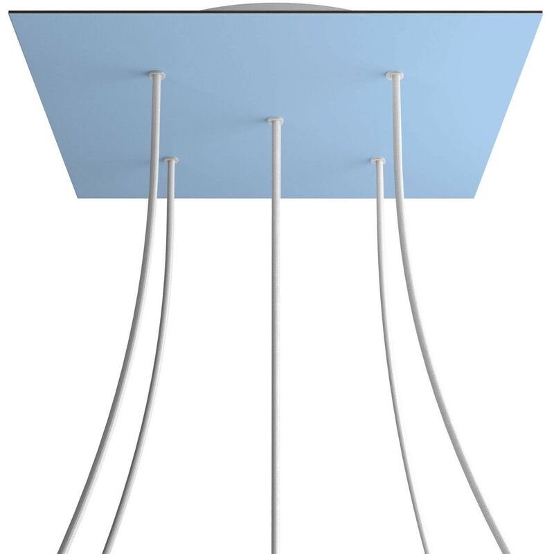 

Rosetón XXL Rose-One cuadrado, 400 mm con 5 agujeros y 4 agujeros laterales | Blanco - Azul claro - Azul claro