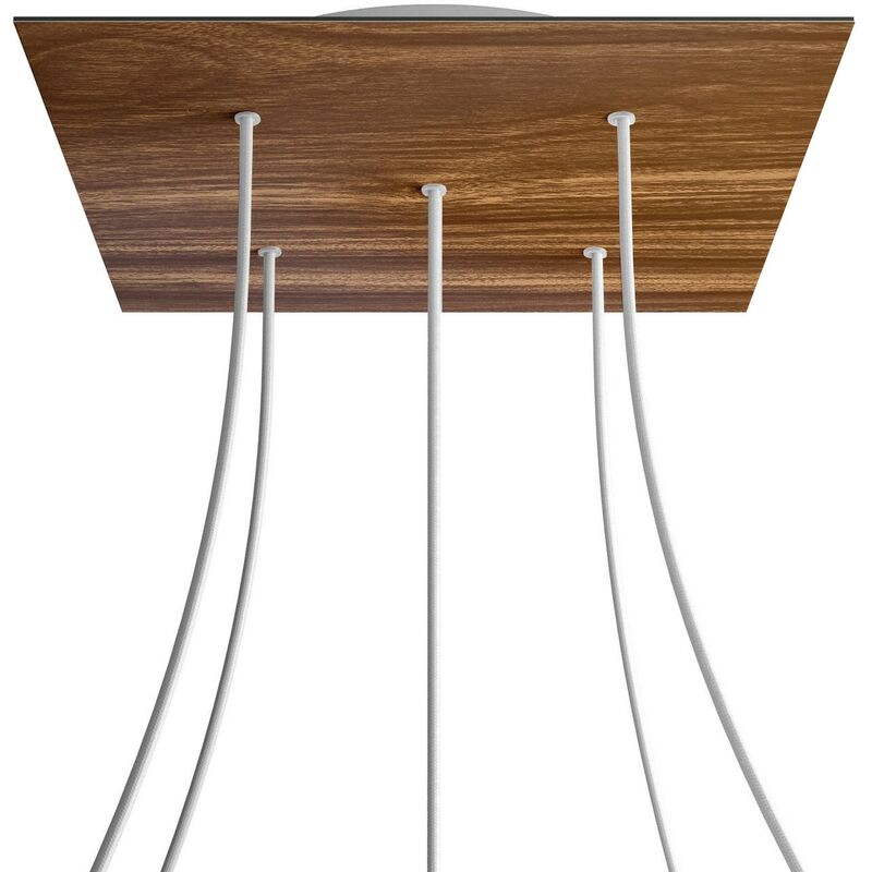 

Rosetón XXL Rose-One cuadrado, 400 mm con 5 agujeros y 4 agujeros laterales | Blanco - Madera - Madera